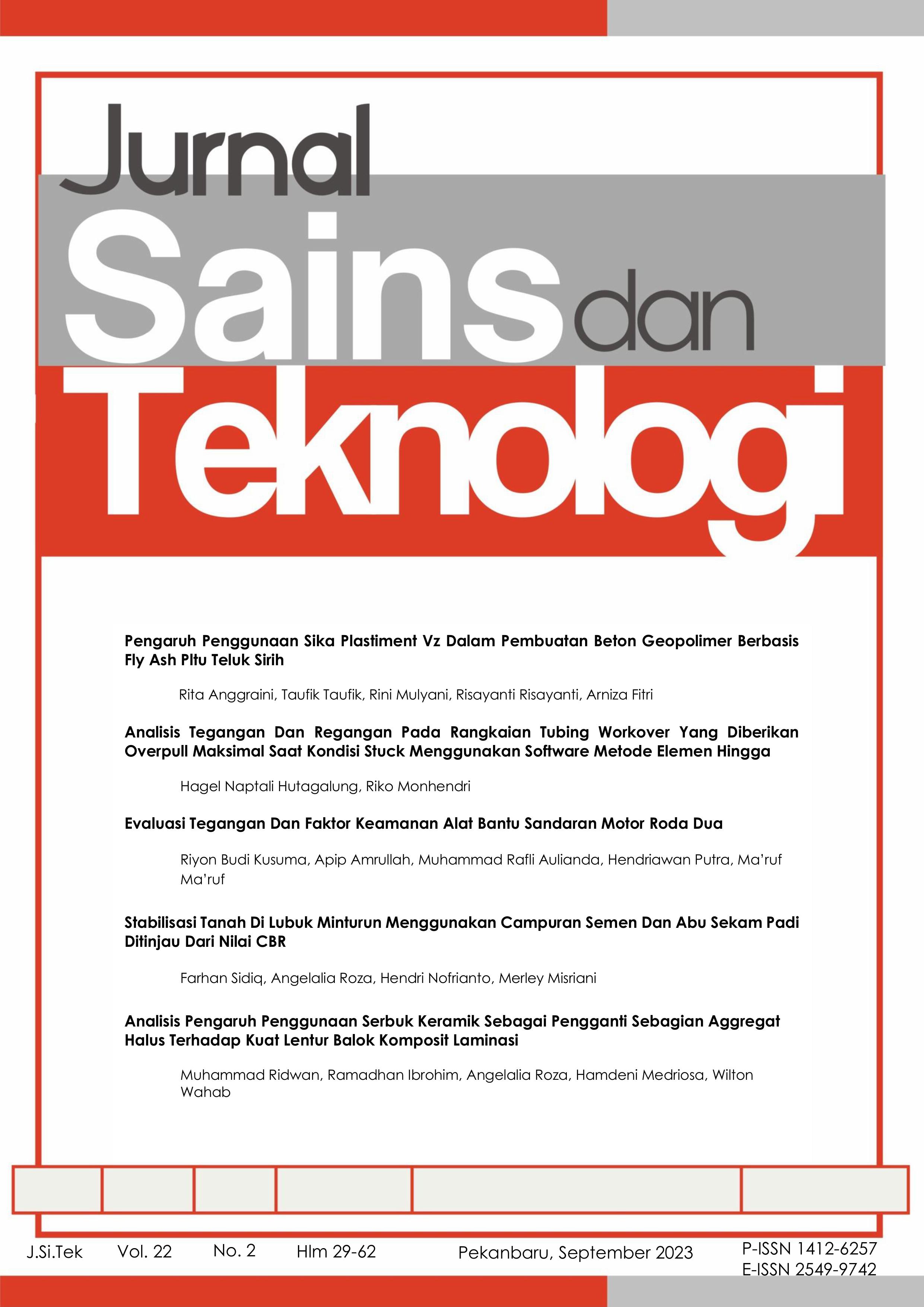 					View Vol. 22 No. 2 (2023): Jurnal Sains dan Teknologi 
				